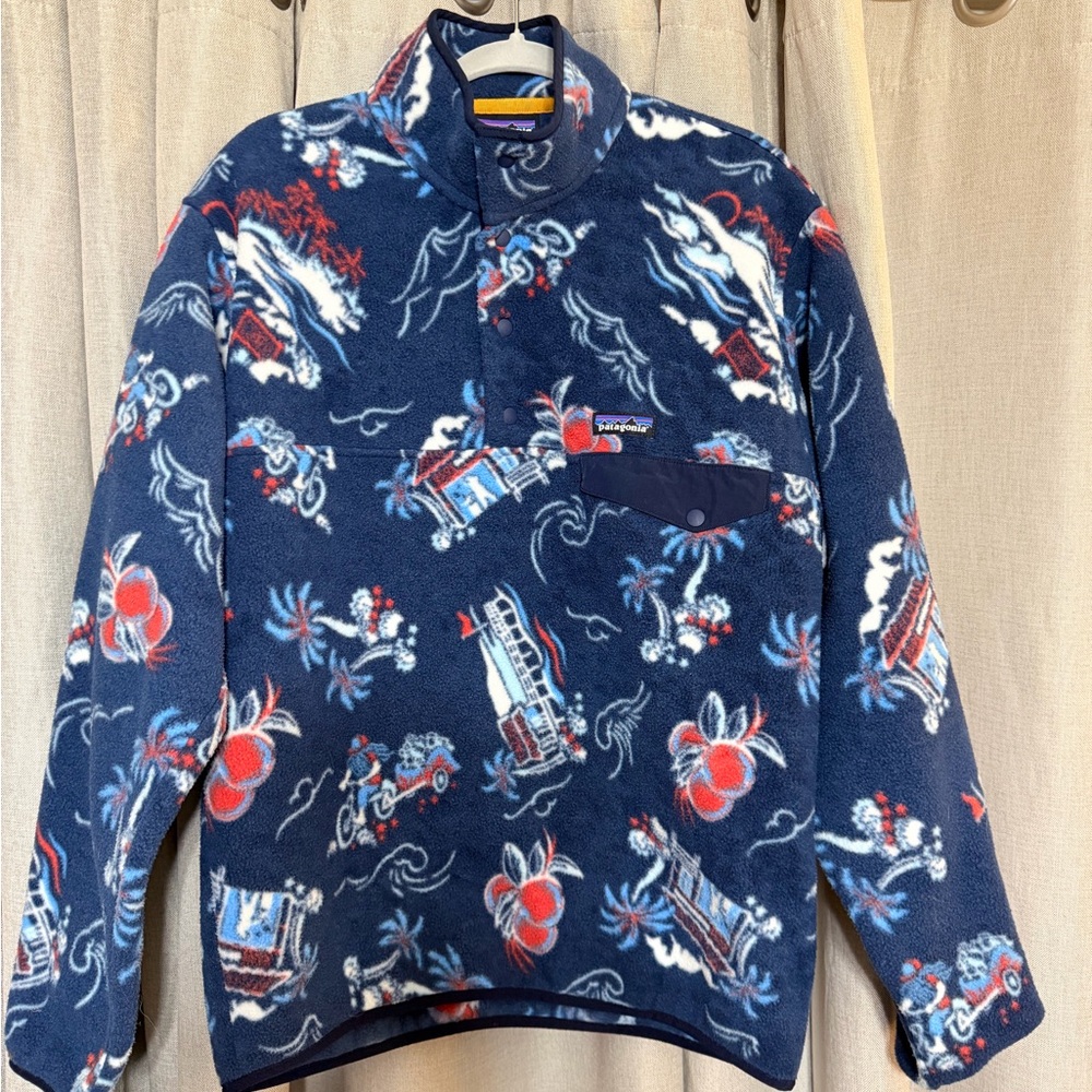 Patagonia Aloha Rickshaw Synchilla Snap T Fleece Pullover Mens Jacket Coat RARE
